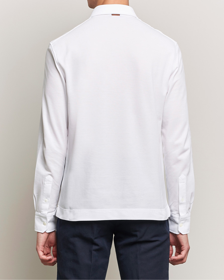 Hombres | Jerséis y prendas de punto | Zegna | Long Sleeve Cotton Piquet Polo White