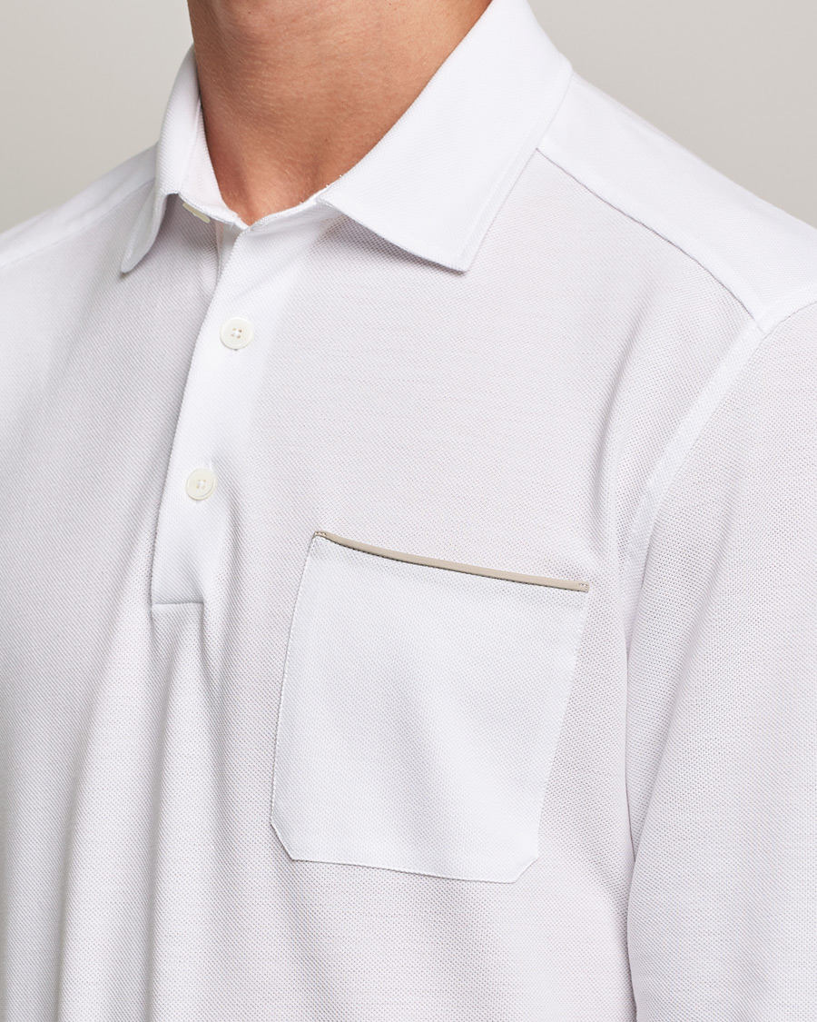 Hombres | Jerséis y prendas de punto | Zegna | Long Sleeve Cotton Piquet Polo White