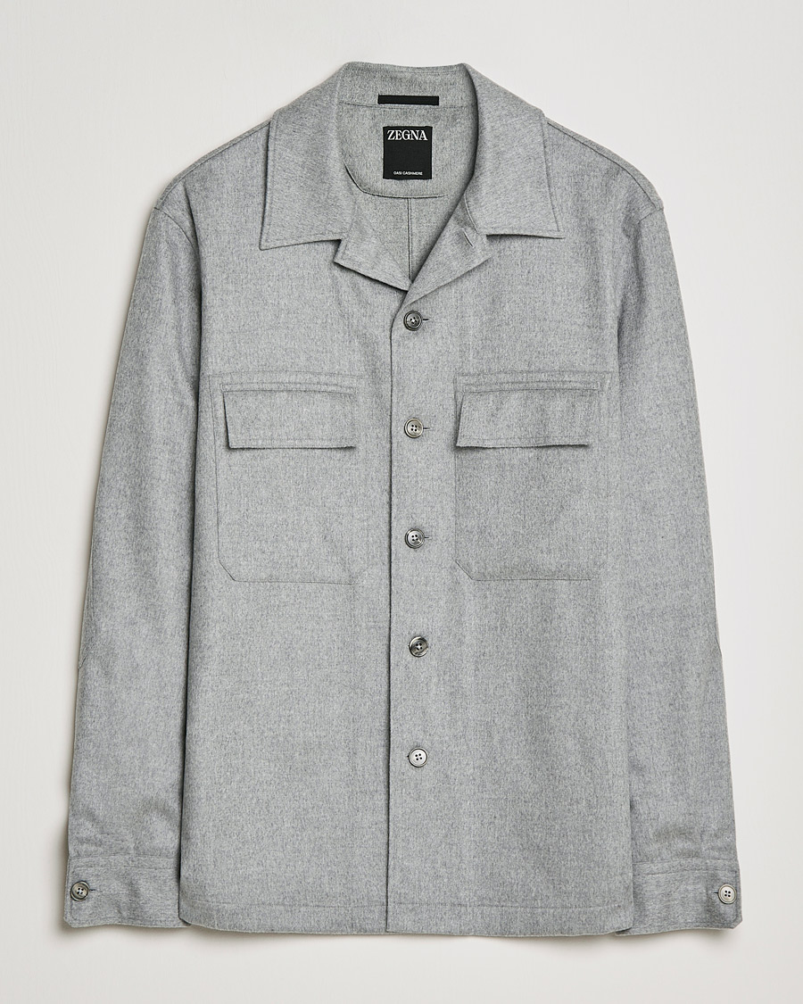 Hombres | Camisas | Zegna | Oasi Cashmere Overshirt Light Grey