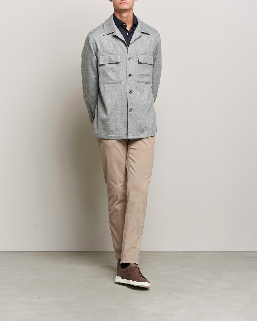 Hombres | Camisas | Zegna | Oasi Cashmere Overshirt Light Grey