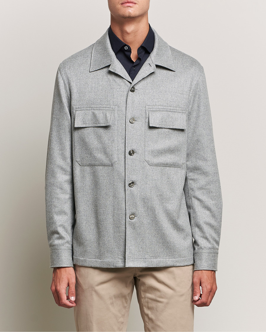 Hombres | Camisas | Zegna | Oasi Cashmere Overshirt Light Grey