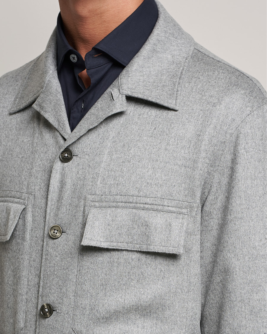Hombres | Camisas | Zegna | Oasi Cashmere Overshirt Light Grey