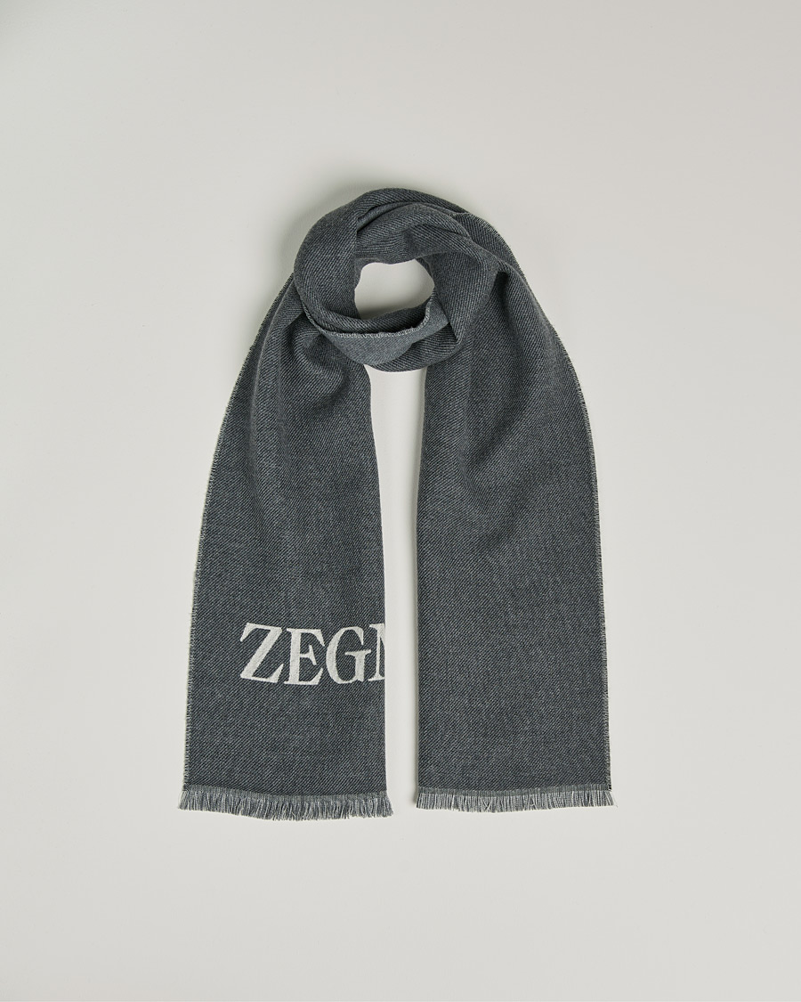 Hombres | Zegna Bicolor Wool Scarf Dark Grey | Zegna | Bicolor Wool Scarf Dark Grey