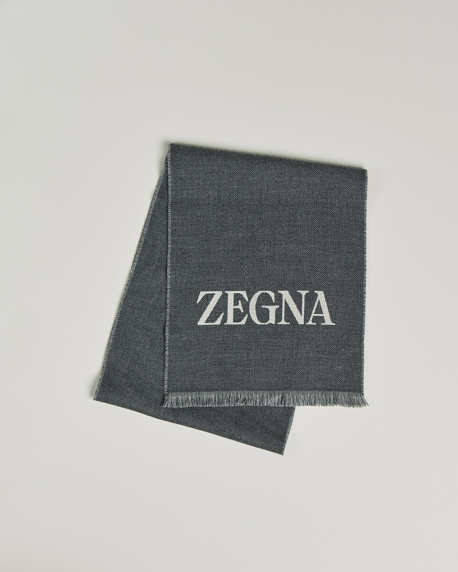 Hombres | Zegna Bicolor Wool Scarf Dark Grey | Zegna | Bicolor Wool Scarf Dark Grey