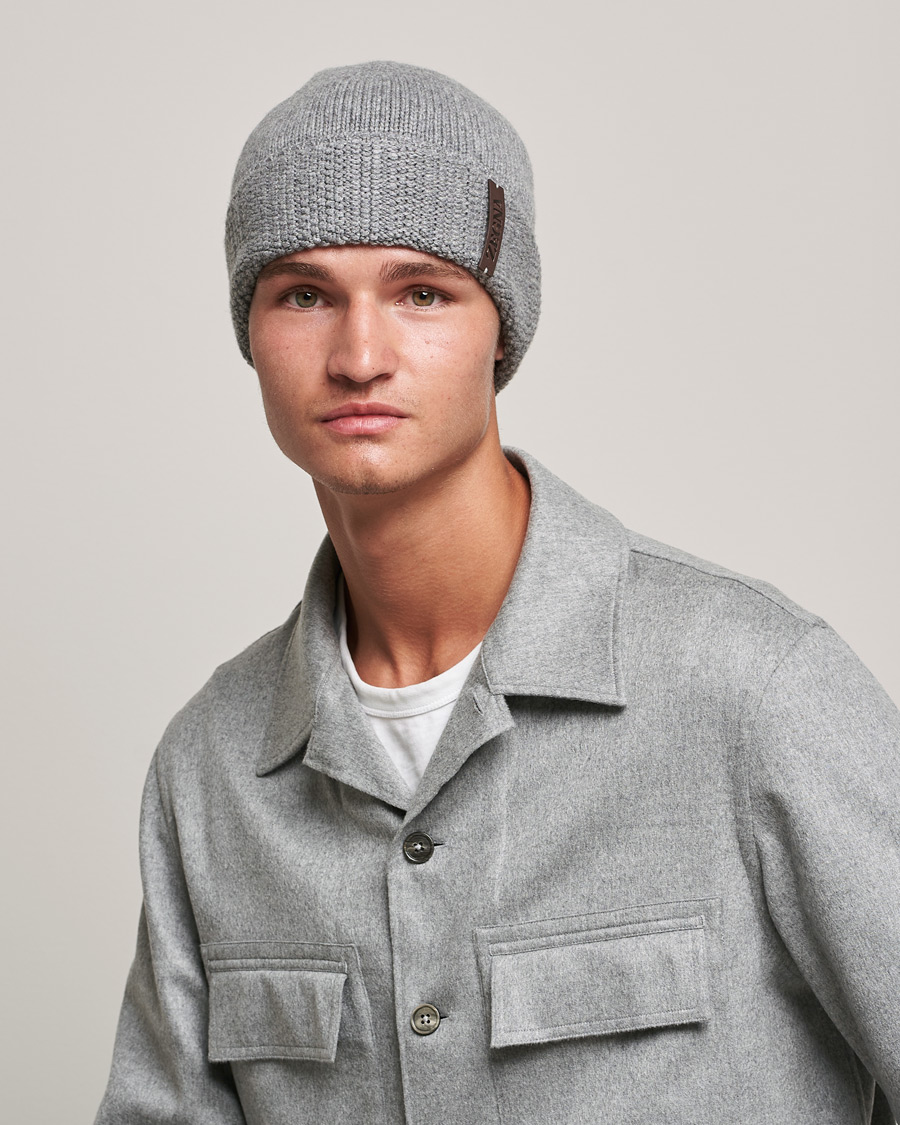 Hombres | Zegna Cashmere Beanie Light Grey | Zegna | Cashmere Beanie Light Grey