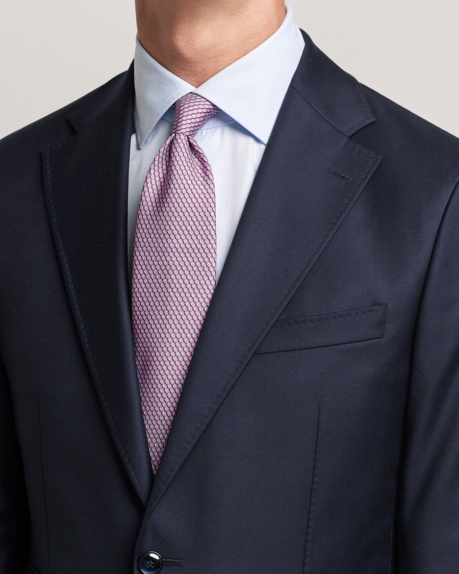 Hombres | Zegna Printed Silk Tie Pink | Zegna | Printed Silk Tie Pink