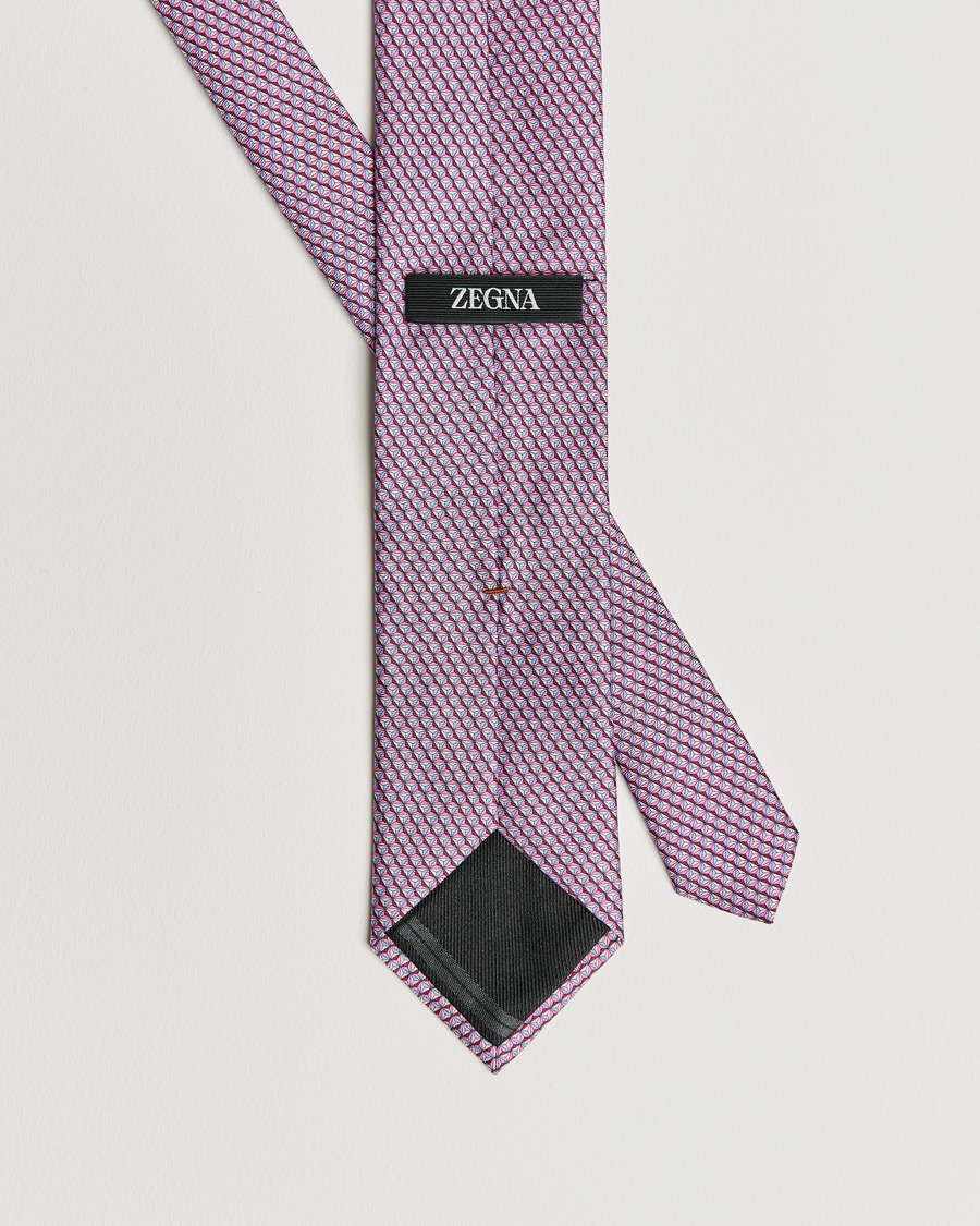 Hombres | Zegna Printed Silk Tie Pink | Zegna | Printed Silk Tie Pink