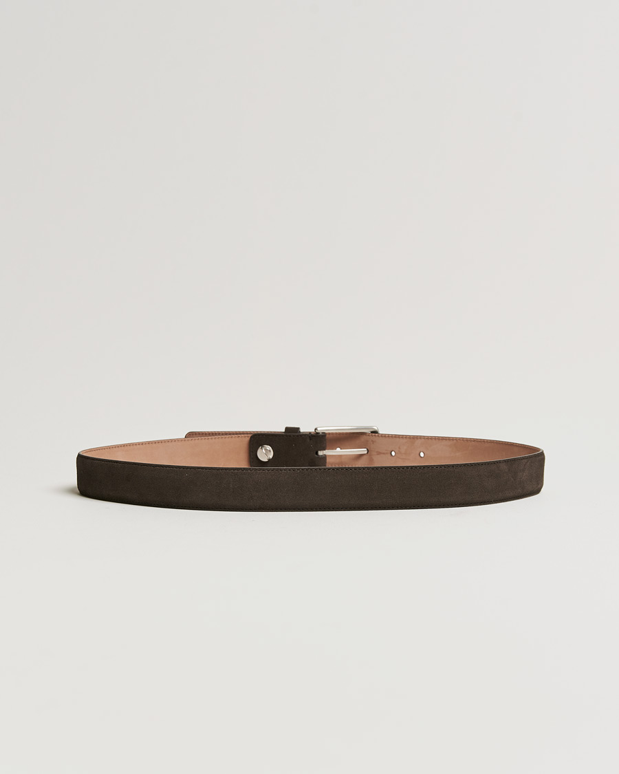 Hombres | Zegna Triple Stitch Belt Dark Brown Suede | Zegna | Triple Stitch Belt Dark Brown Suede