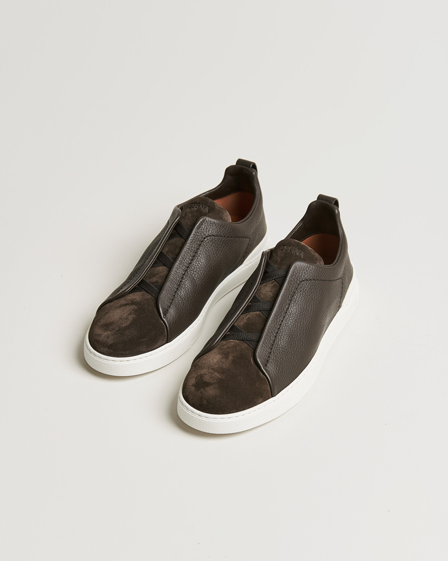 Hombres | Zegna Triple Stitch Sneaker Dark Brown Calf | Zegna | Triple Stitch Sneaker Dark Brown Calf