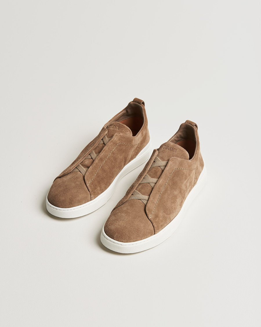 Hombres | Zegna Triple Stitch Sneakers Beige Suede | Zegna | Triple Stitch Sneakers Beige Suede