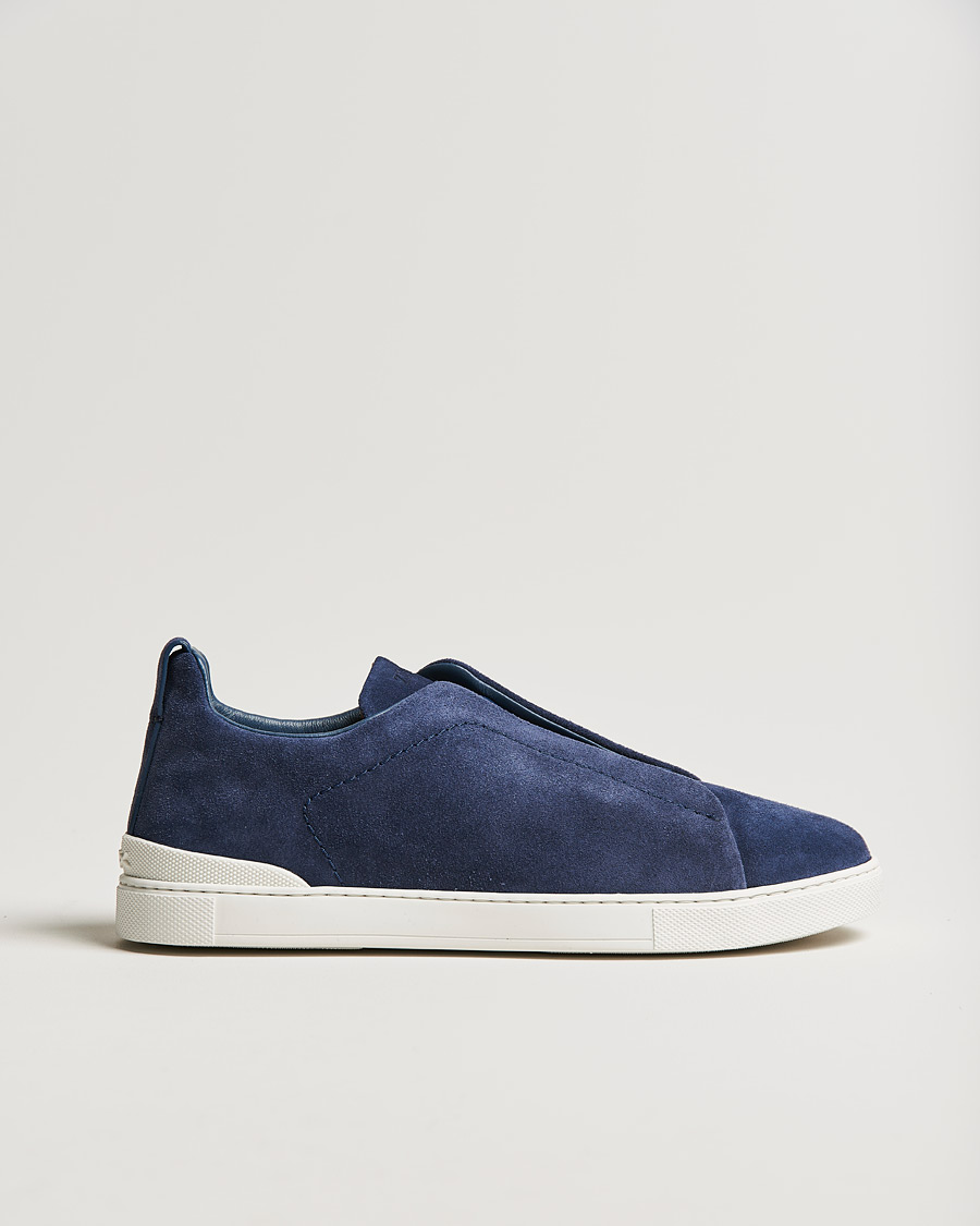 Hombres | Zegna Triple Stitch Sneaker Blue Suede | Zegna | Triple Stitch Sneaker Blue Suede