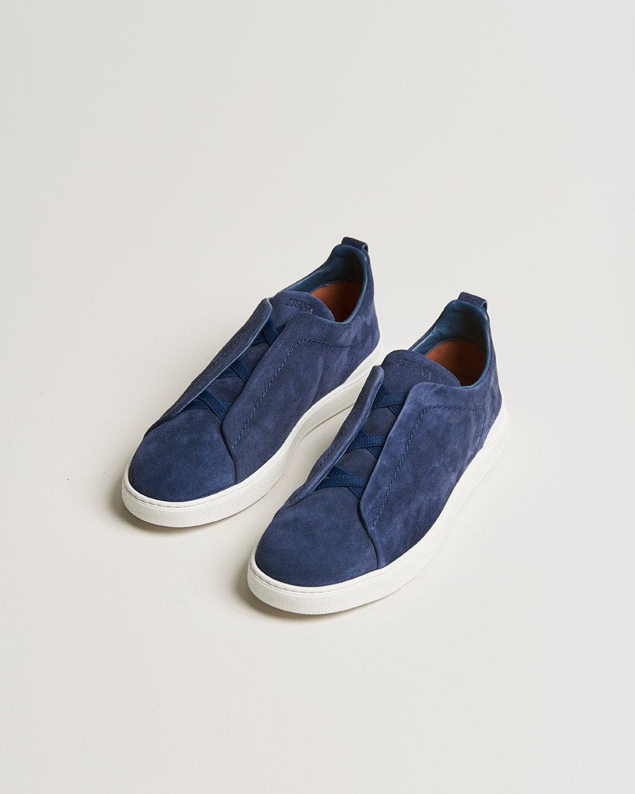 Hombres | Zegna Triple Stitch Sneaker Blue Suede | Zegna | Triple Stitch Sneaker Blue Suede