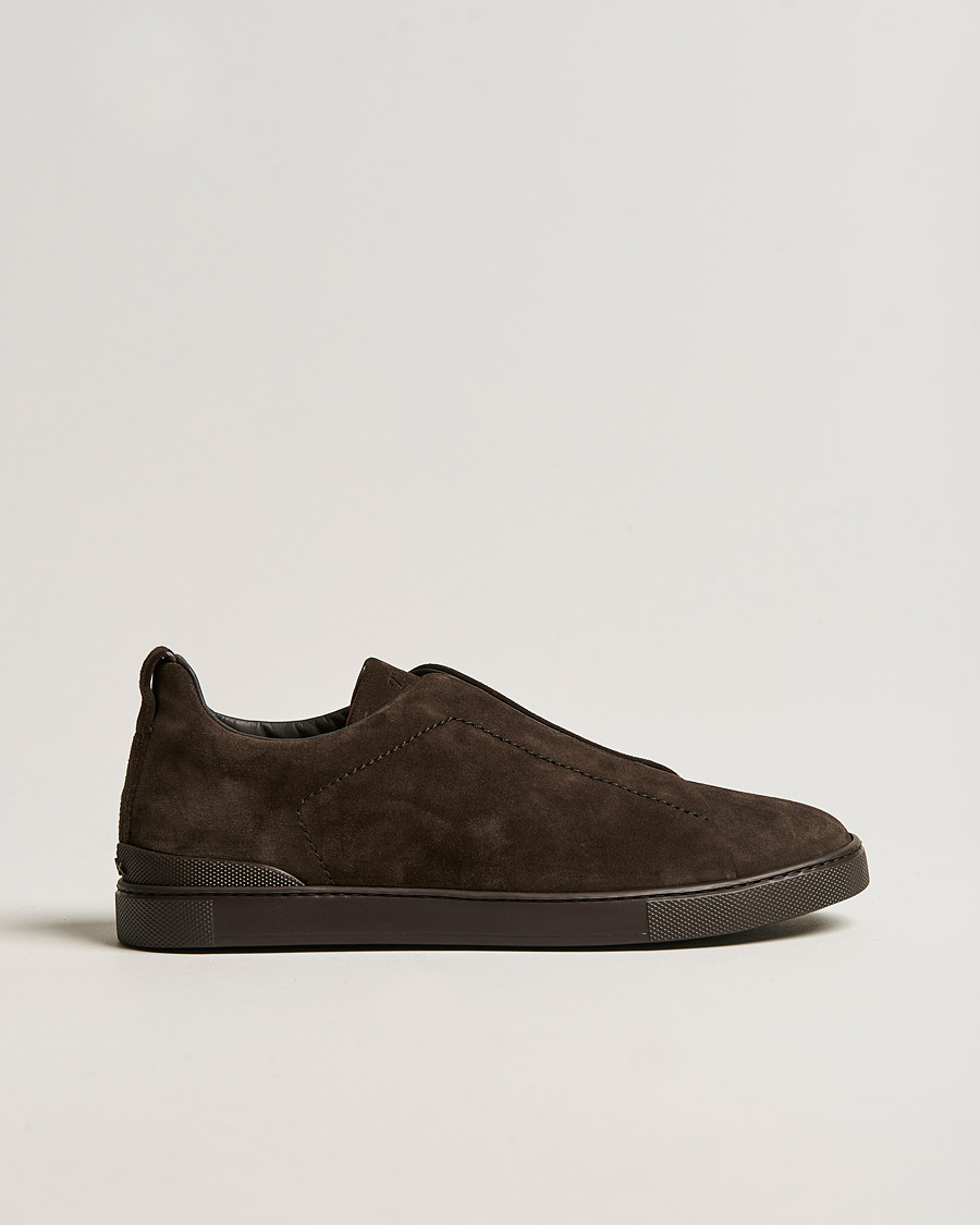 Hombres | Zegna Triple Stitch Sneakers Full Brown Suede | Zegna | Triple Stitch Sneakers Full Brown Suede