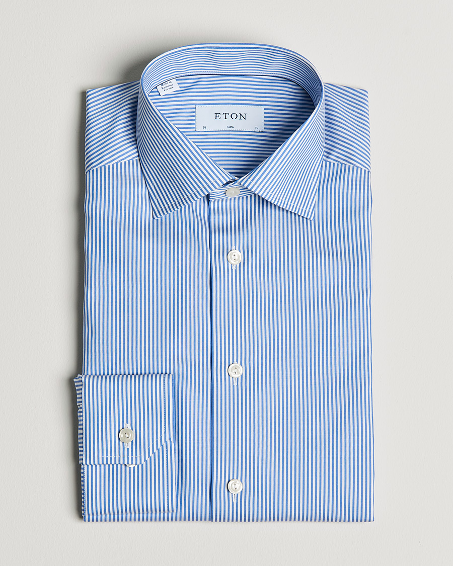 Hombres | Camisas | Eton | Bengal Stripe Fine Twill Shirt Royal Blue