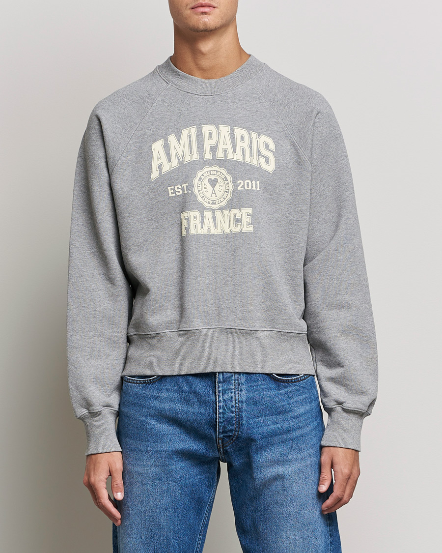 Hombres | Jerséis y prendas de punto | AMI | Paris College Sweatshirt Heather Grey