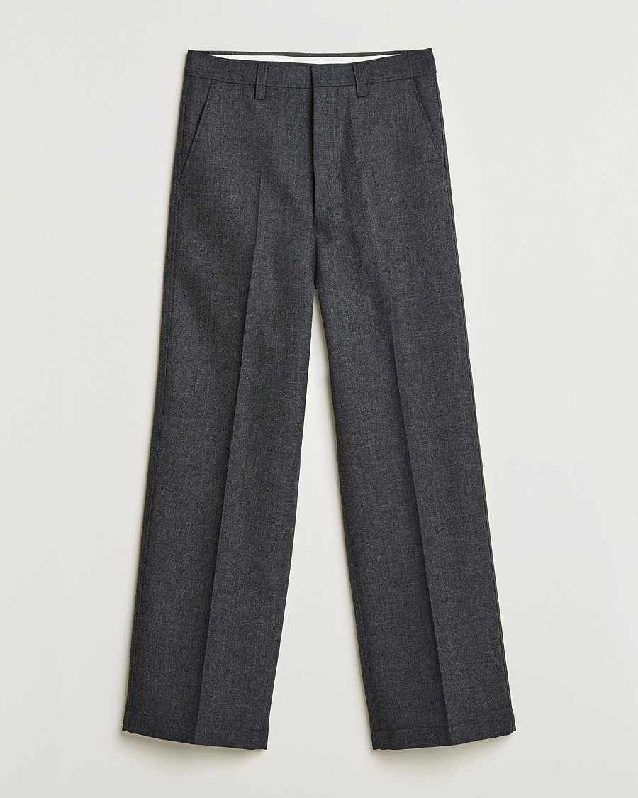 Hombres | Pantalones | AMI | Large Fit Wool Trousers Dark Grey