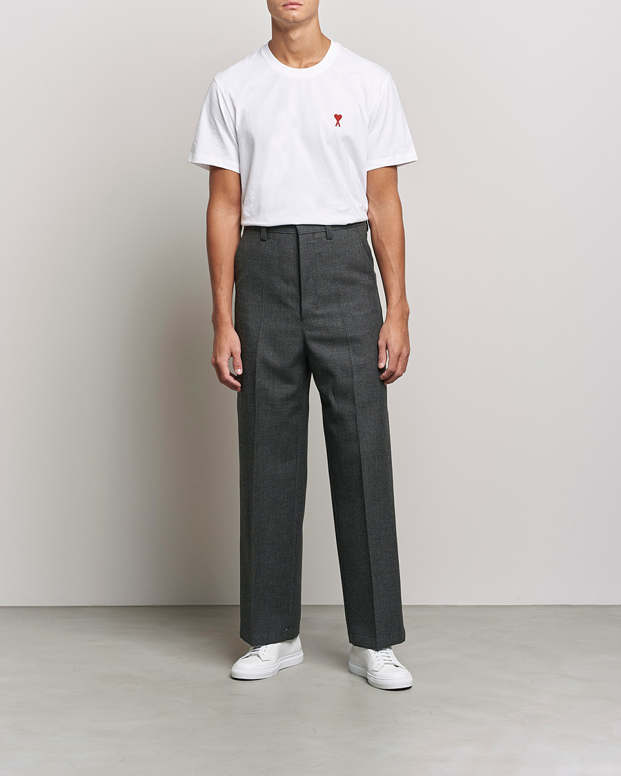 Hombres | Pantalones | AMI | Large Fit Wool Trousers Dark Grey