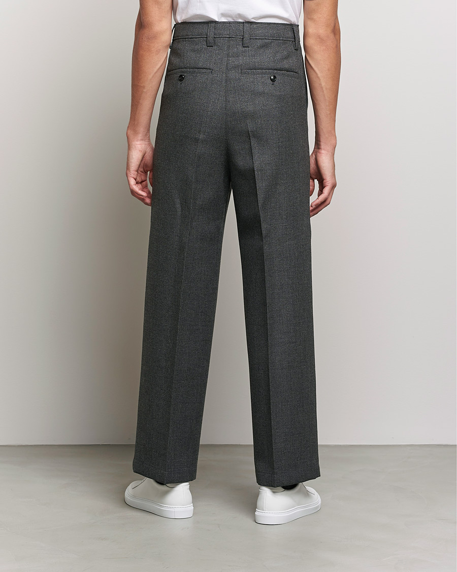 Hombres | Pantalones | AMI | Large Fit Wool Trousers Dark Grey