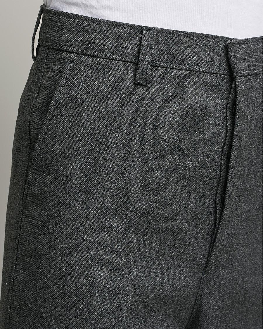 Hombres | Pantalones | AMI | Large Fit Wool Trousers Dark Grey