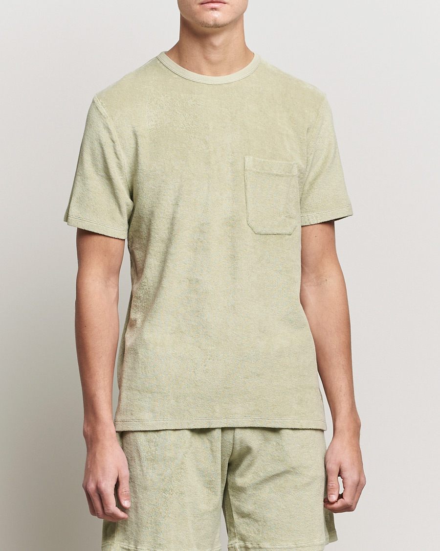Hombres | Camisetas | Stenströms | Towelling Cotton T-Shirt Olive