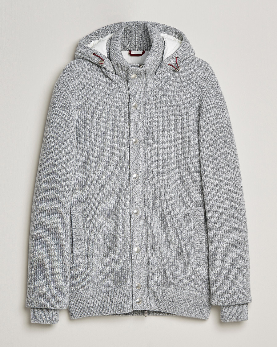 Hombres | Abrigos y chaquetas | Brunello Cucinelli | Hooded Cashmere Jacket Light Grey
