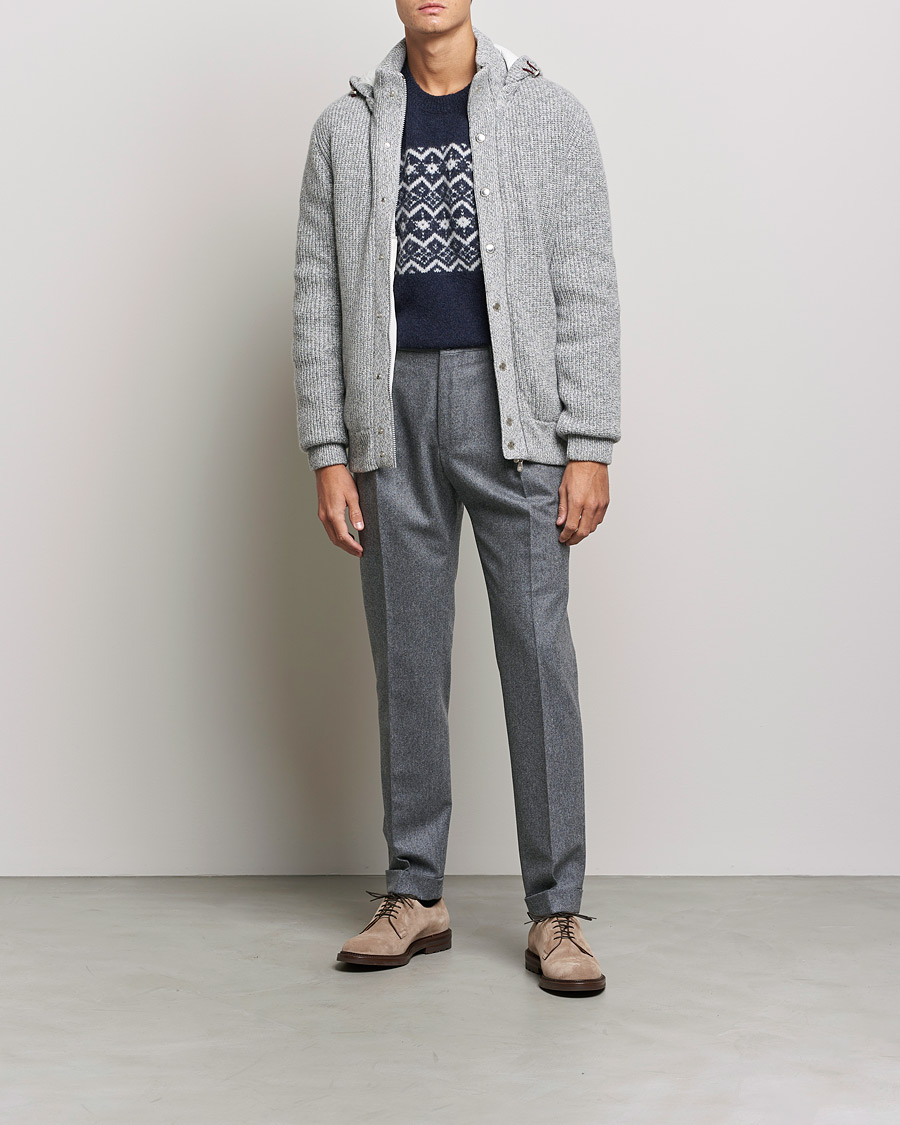 Hombres | Abrigos y chaquetas | Brunello Cucinelli | Hooded Cashmere Jacket Light Grey