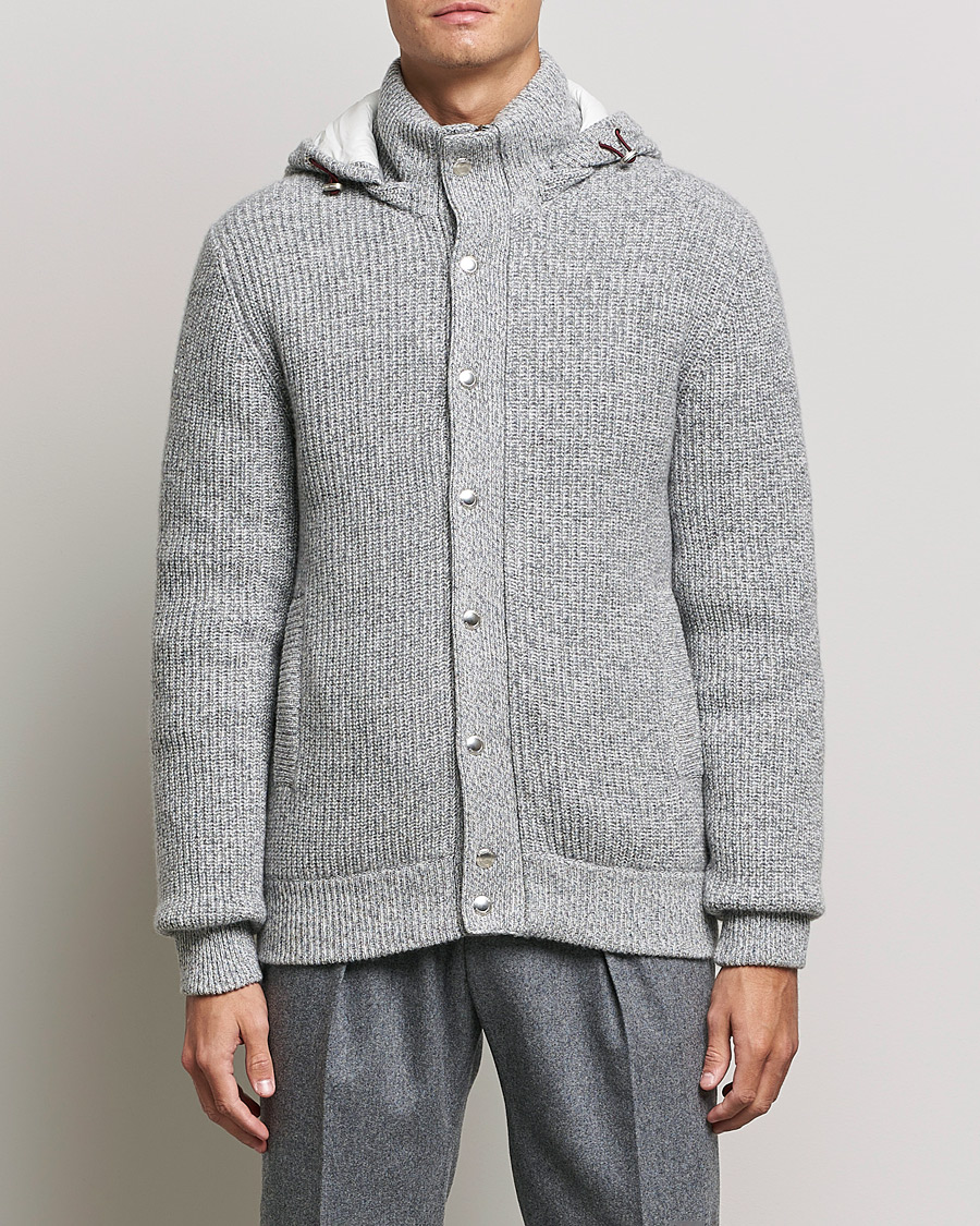 Hombres | Abrigos y chaquetas | Brunello Cucinelli | Hooded Cashmere Jacket Light Grey