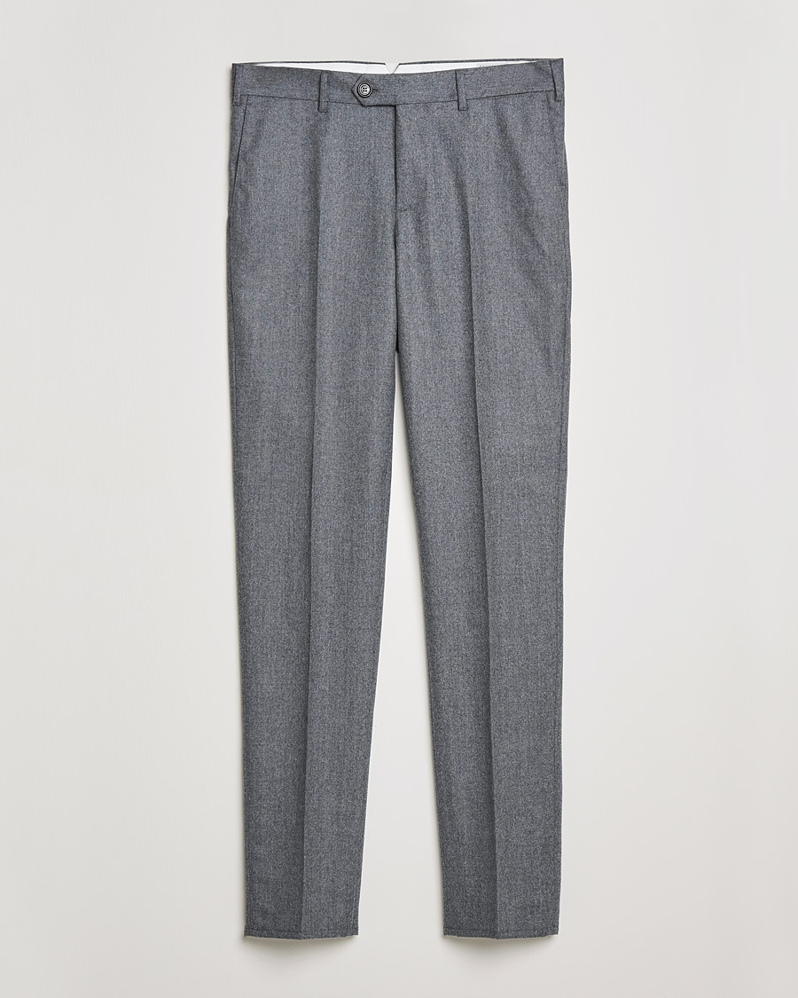 Hombres | Pantalones | Brunello Cucinelli | Slim Fit Flannel Trousers Grey Melange