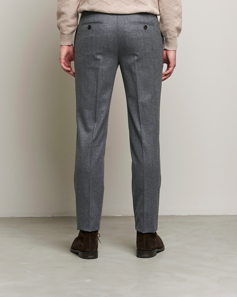 Hombres | Pantalones | Brunello Cucinelli | Slim Fit Flannel Trousers Grey Melange