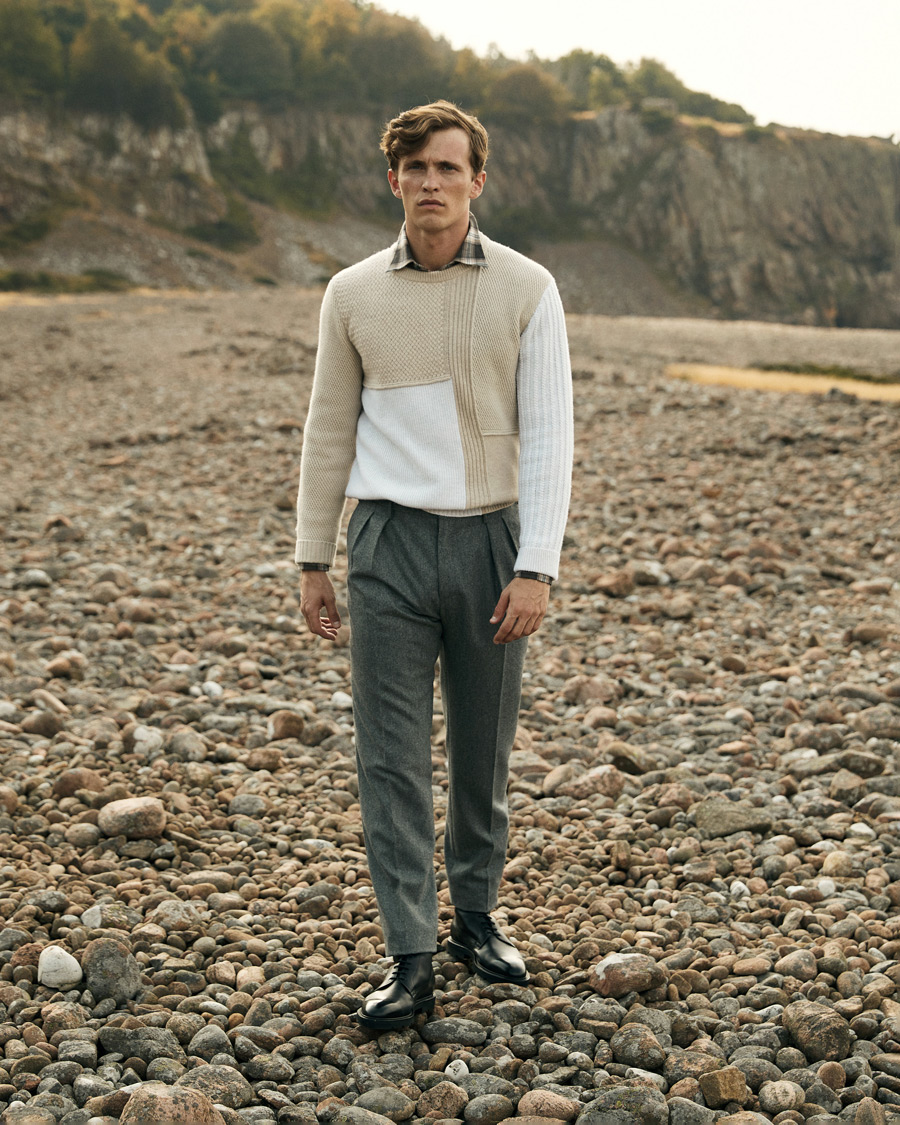 Hombres | Pantalones | Brunello Cucinelli | Slim Fit Flannel Trousers Grey Melange