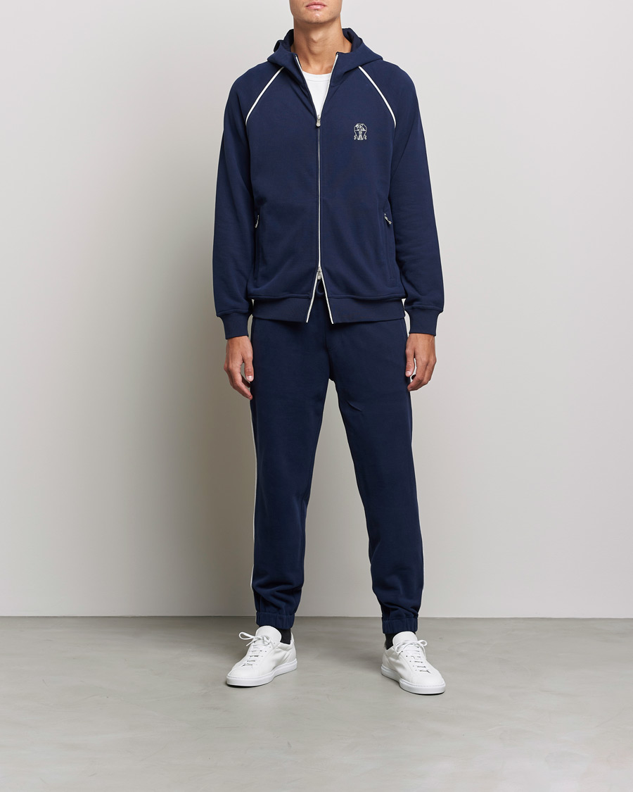 Hombres | Jerséis y prendas de punto | Brunello Cucinelli | Soft Cotton Zip Sweater Cobalt Blue