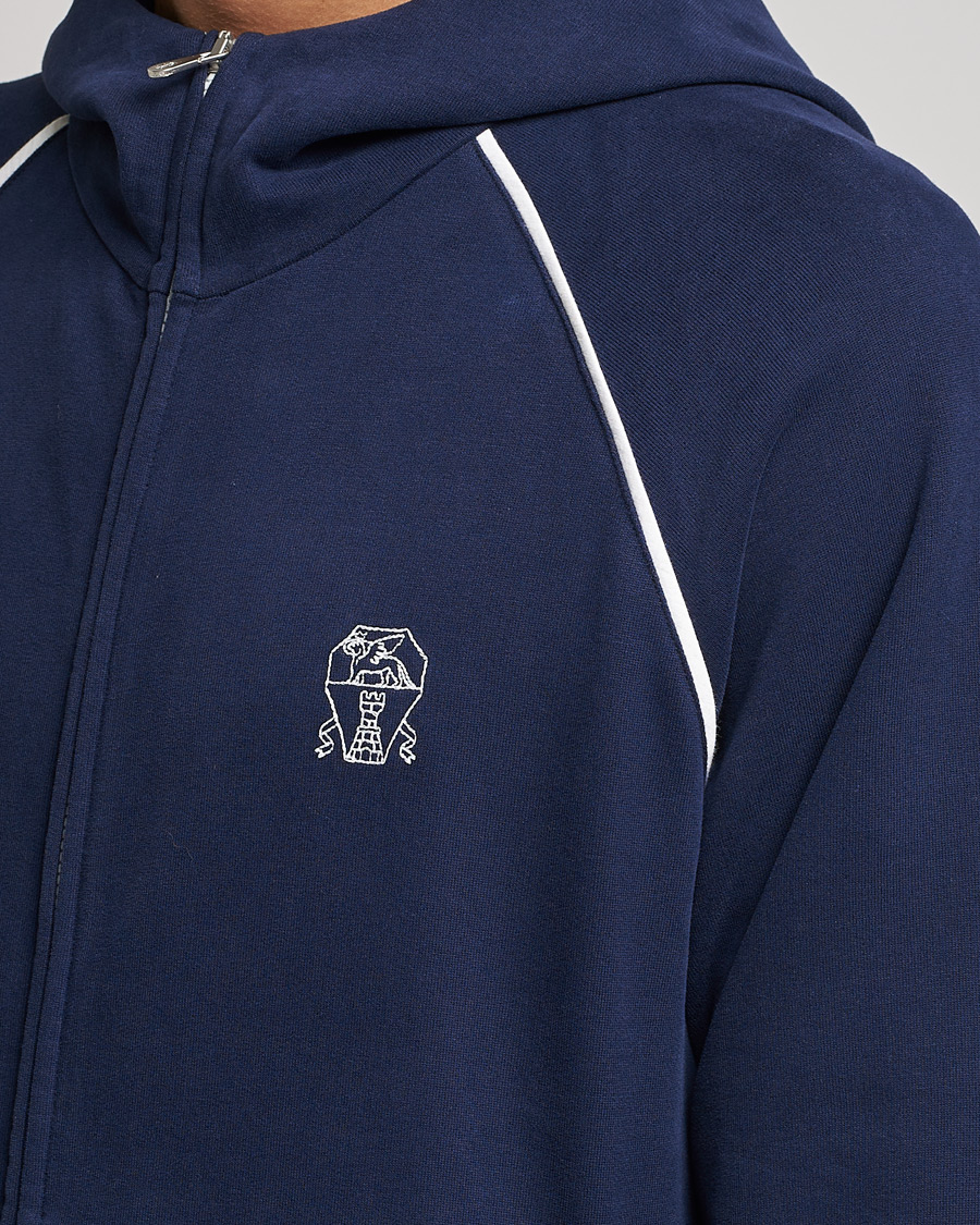 Hombres | Jerséis y prendas de punto | Brunello Cucinelli | Soft Cotton Zip Sweater Cobalt Blue