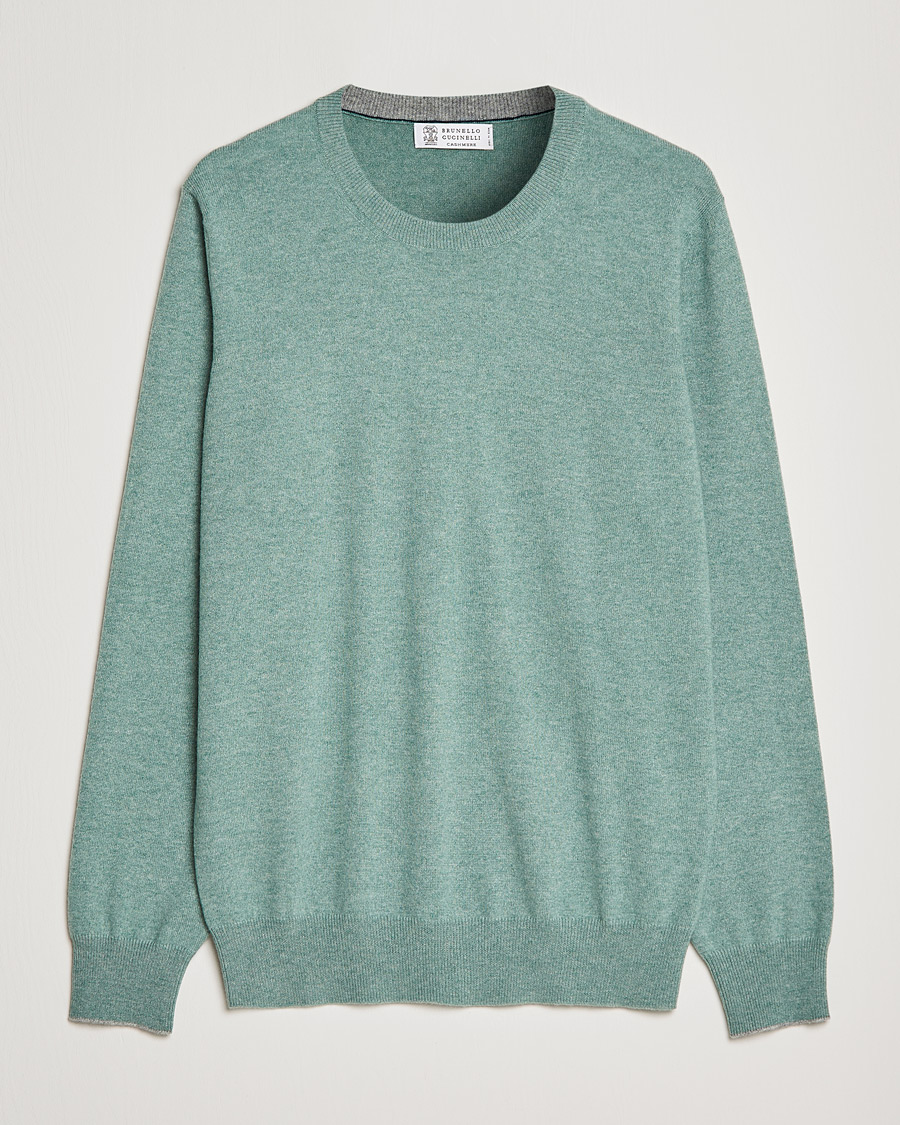 Hombres | Jerséis y prendas de punto | Brunello Cucinelli | 2 Ply Cashmere Pullover Emerald Green
