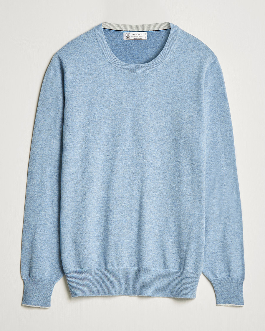 Hombres | Jerséis y prendas de punto | Brunello Cucinelli | 2 Ply Cashmere Pullover Light Blue