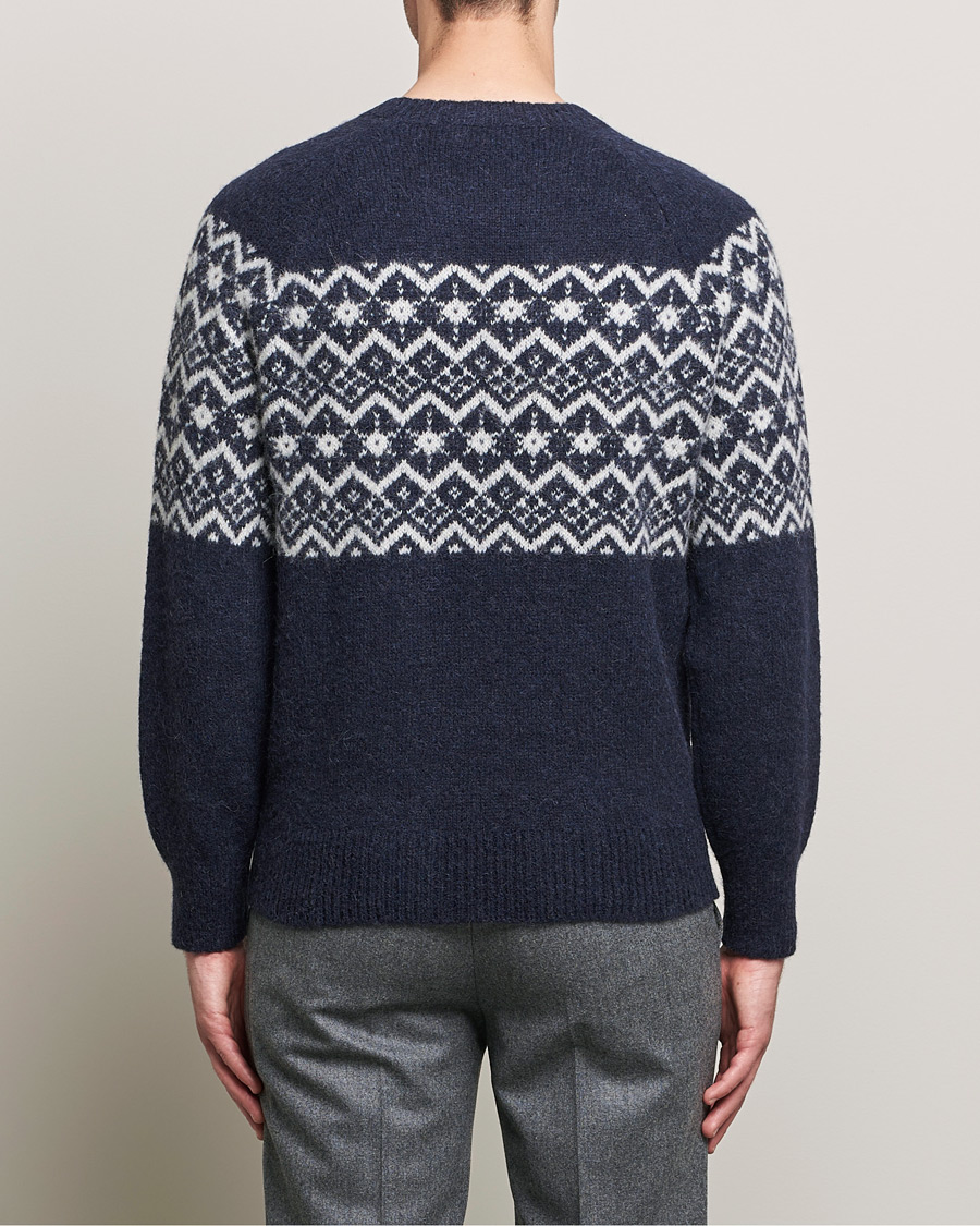 Hombres | Jerséis y prendas de punto | Brunello Cucinelli | Alpaca Jacquard Sweater Dark Blue
