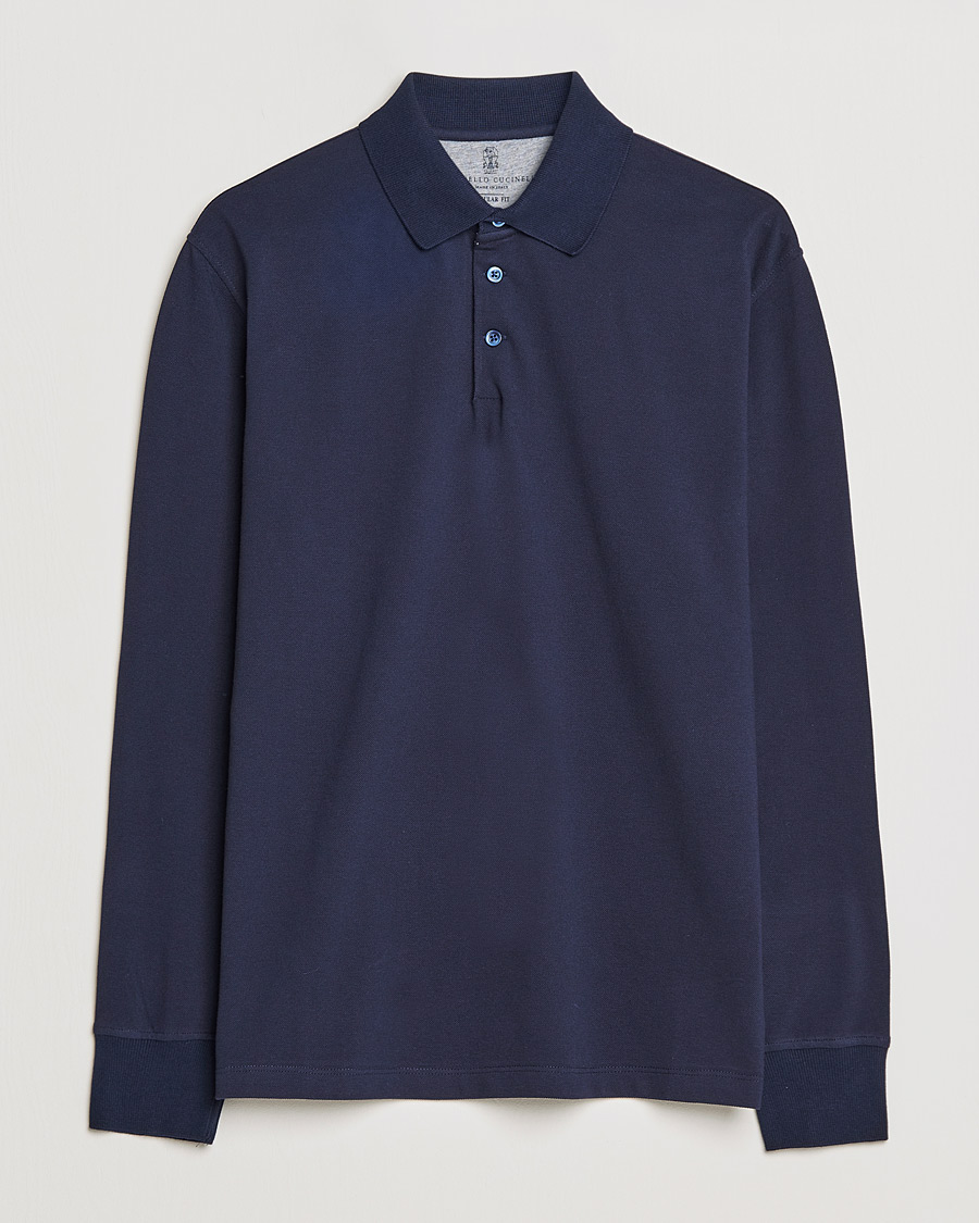 Hombres | Jerséis y prendas de punto | Brunello Cucinelli | Long Sleeve Polo Navy