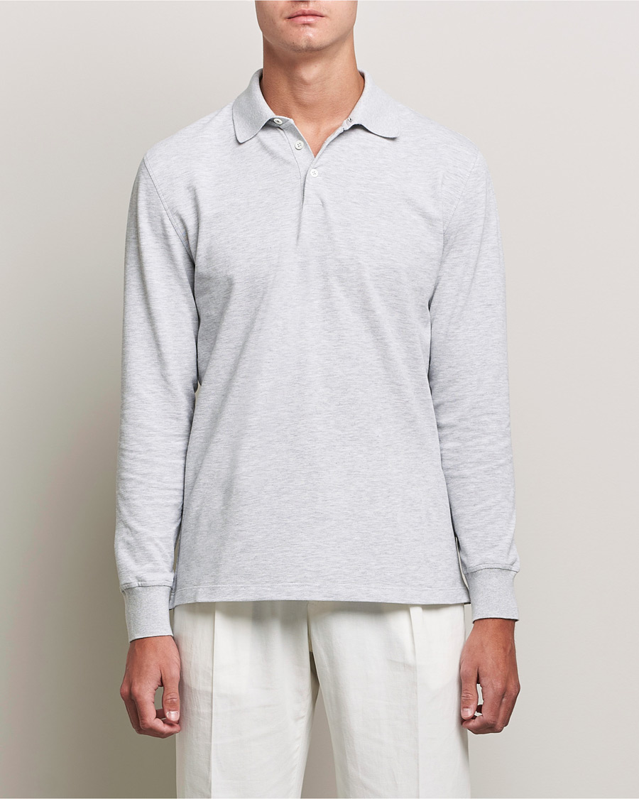 Hombres | Jerséis y prendas de punto | Brunello Cucinelli | Long Sleeve Polo Light Grey