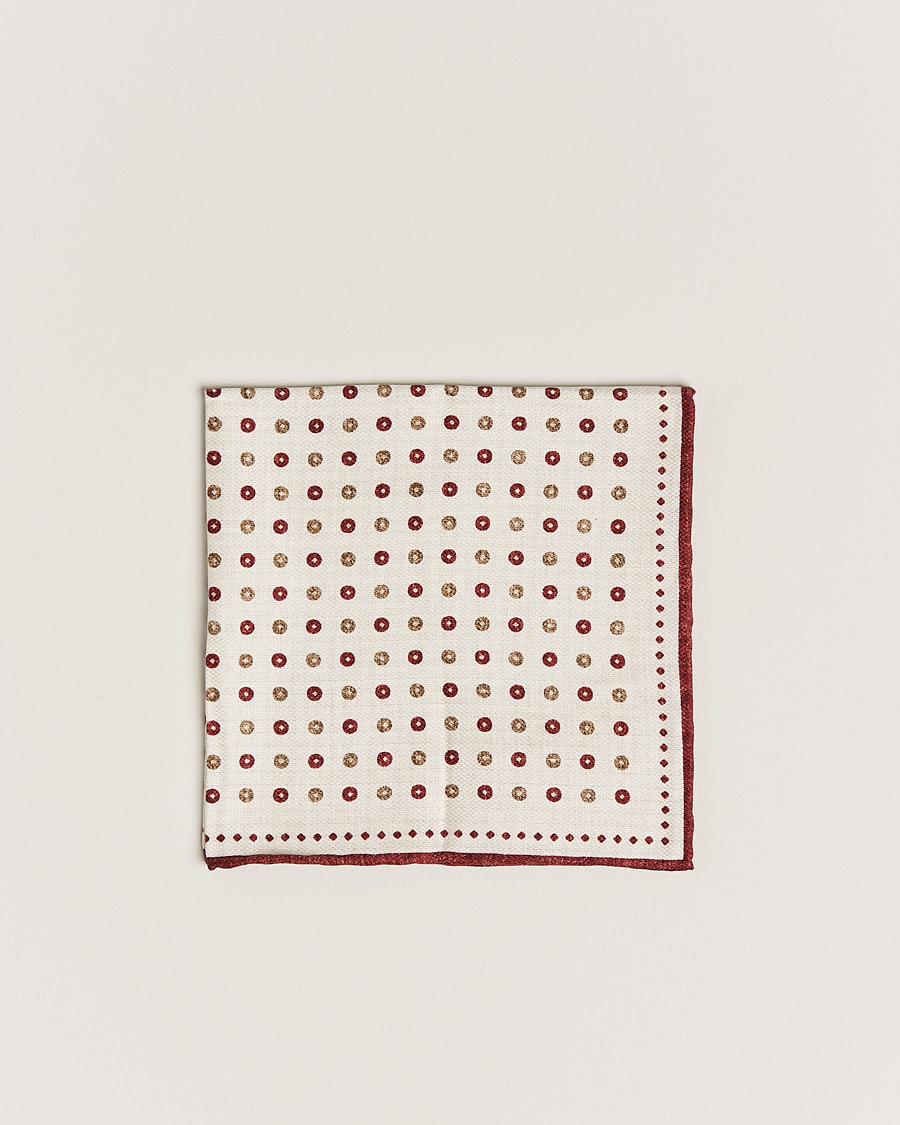 Hombres | Brunello Cucinelli Micro Dot Pocket Square White/Red | Brunello Cucinelli | Micro Dot Pocket Square White/Red