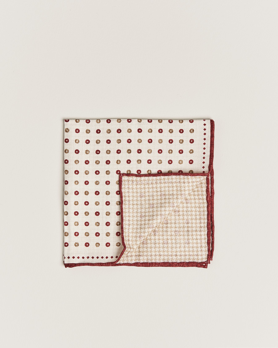 Hombres | Brunello Cucinelli Micro Dot Pocket Square White/Red | Brunello Cucinelli | Micro Dot Pocket Square White/Red