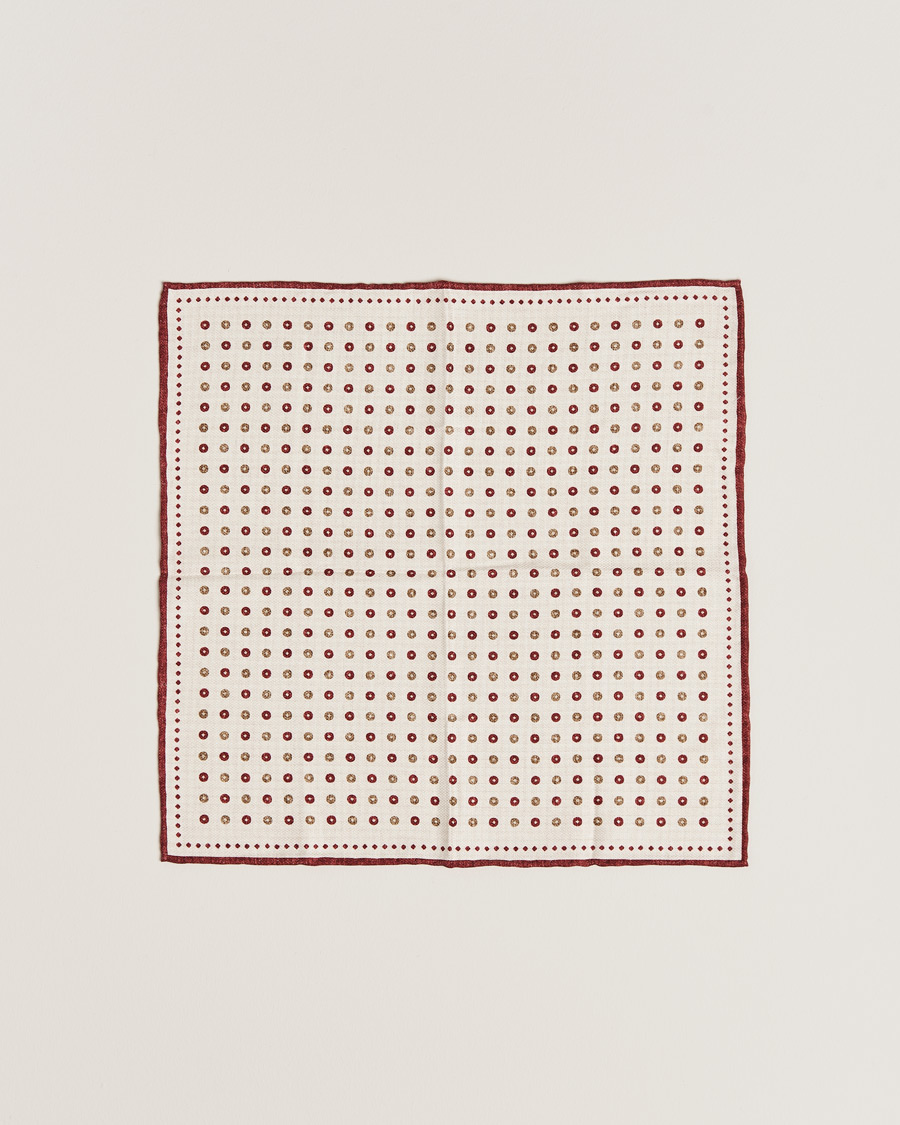 Hombres | Brunello Cucinelli Micro Dot Pocket Square White/Red | Brunello Cucinelli | Micro Dot Pocket Square White/Red