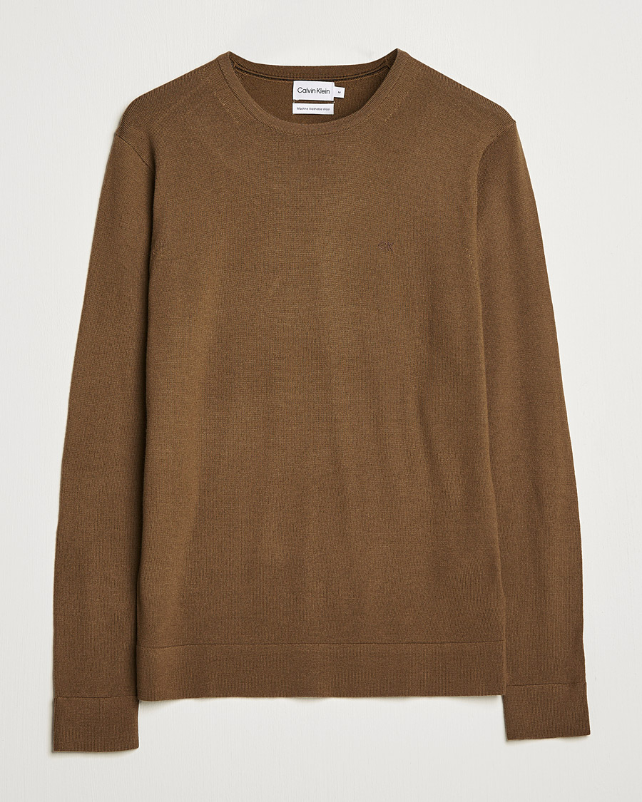 Hombres | Jerséis y prendas de punto | Calvin Klein | Superior Wool Crew Neck Sweater Chester Brown