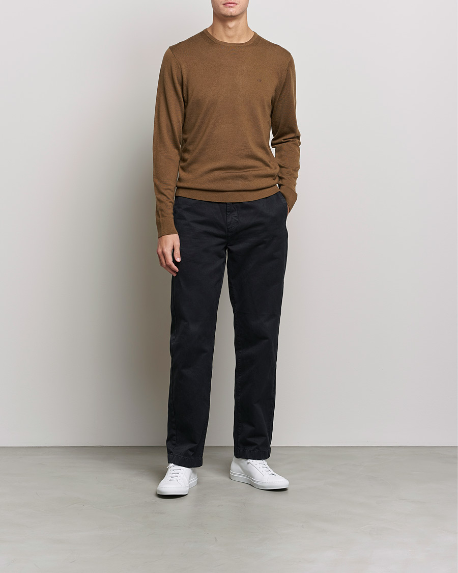 Hombres | Jerséis y prendas de punto | Calvin Klein | Superior Wool Crew Neck Sweater Chester Brown