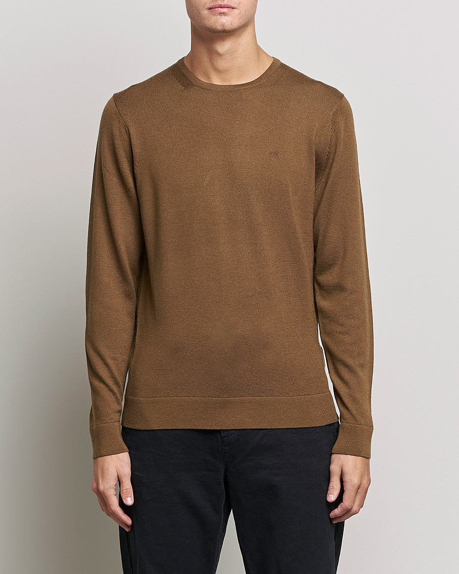 Hombres | Jerséis y prendas de punto | Calvin Klein | Superior Wool Crew Neck Sweater Chester Brown