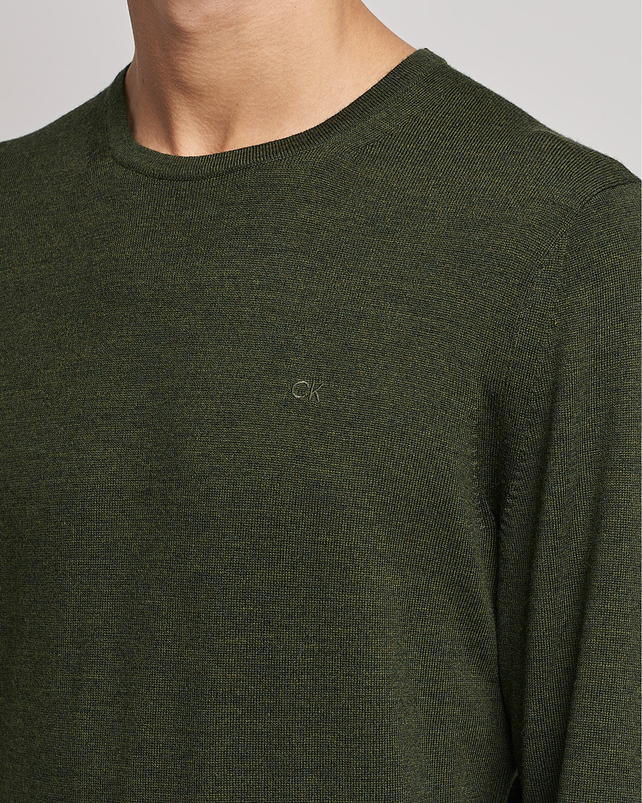 Hombres | Jerséis y prendas de punto | Calvin Klein | Superior Wool Crew Neck Sweater Dark Olive