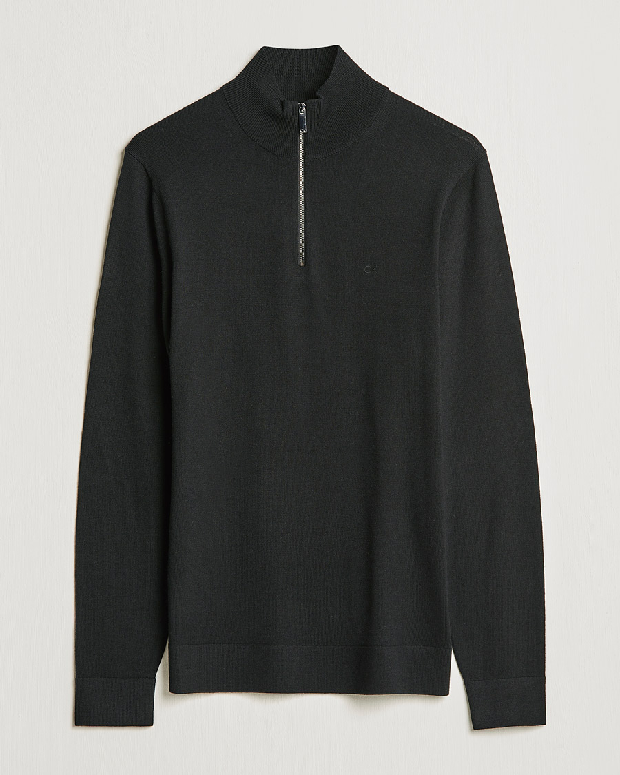 Hombres | Jerséis y prendas de punto | Calvin Klein | Superior Wool Half Zip Sweater Black