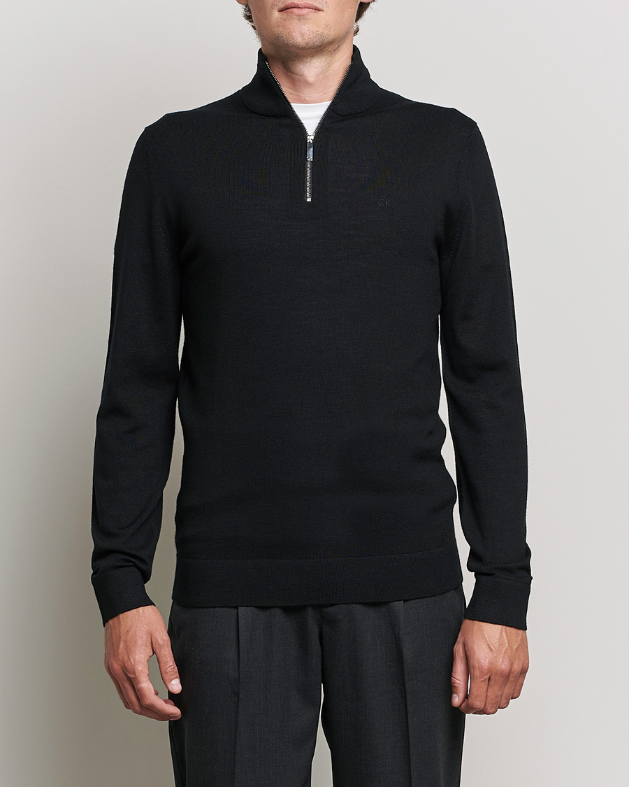 Hombres | Jerséis y prendas de punto | Calvin Klein | Superior Wool Half Zip Sweater Black