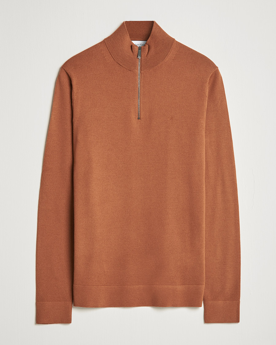 Hombres | Jerséis y prendas de punto | Calvin Klein | Superior Wool Half Zip Sweater Caramel Red