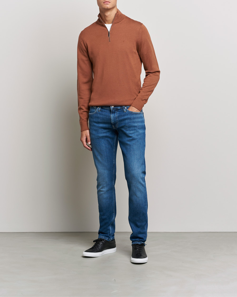 Hombres | Jerséis y prendas de punto | Calvin Klein | Superior Wool Half Zip Sweater Caramel Red