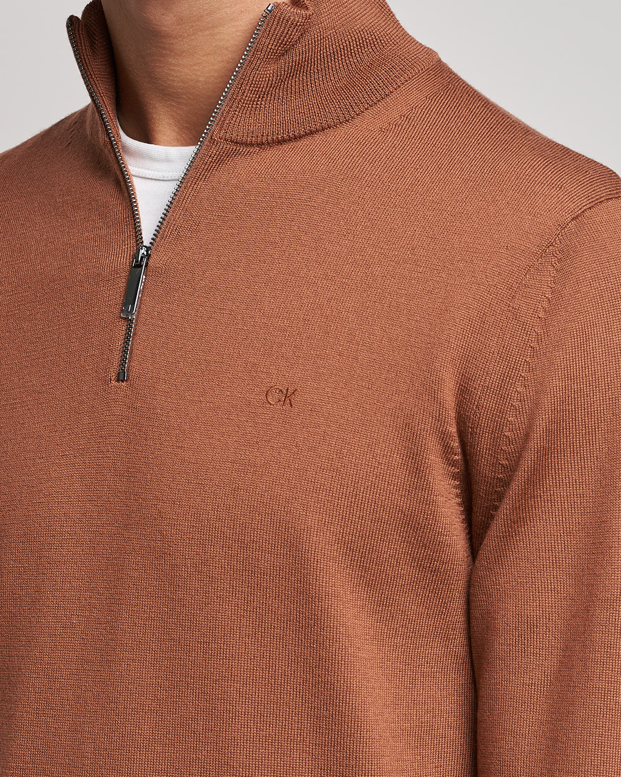 Hombres | Jerséis y prendas de punto | Calvin Klein | Superior Wool Half Zip Sweater Caramel Red