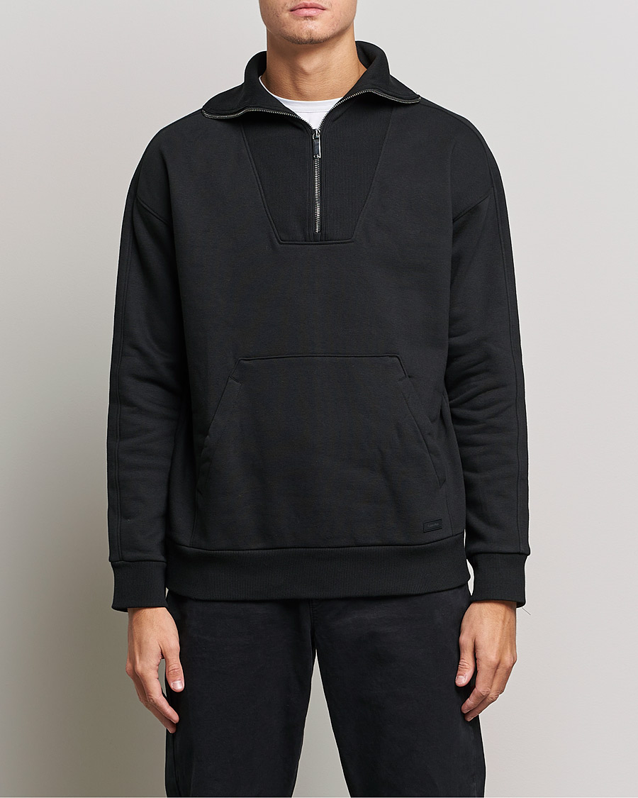 Hombres | Jerséis y prendas de punto | Calvin Klein | Heavy Fleece Half Zip Sweater Black